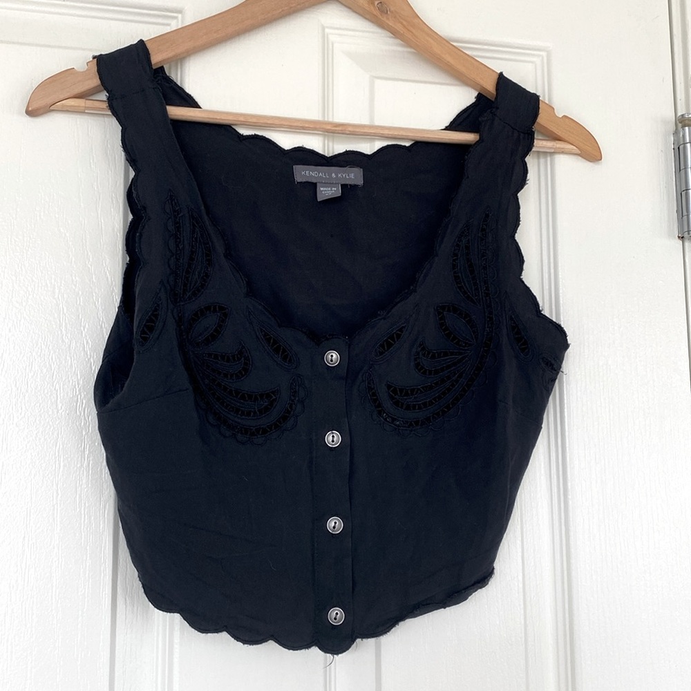 Kendall & Kylie black boho crop top